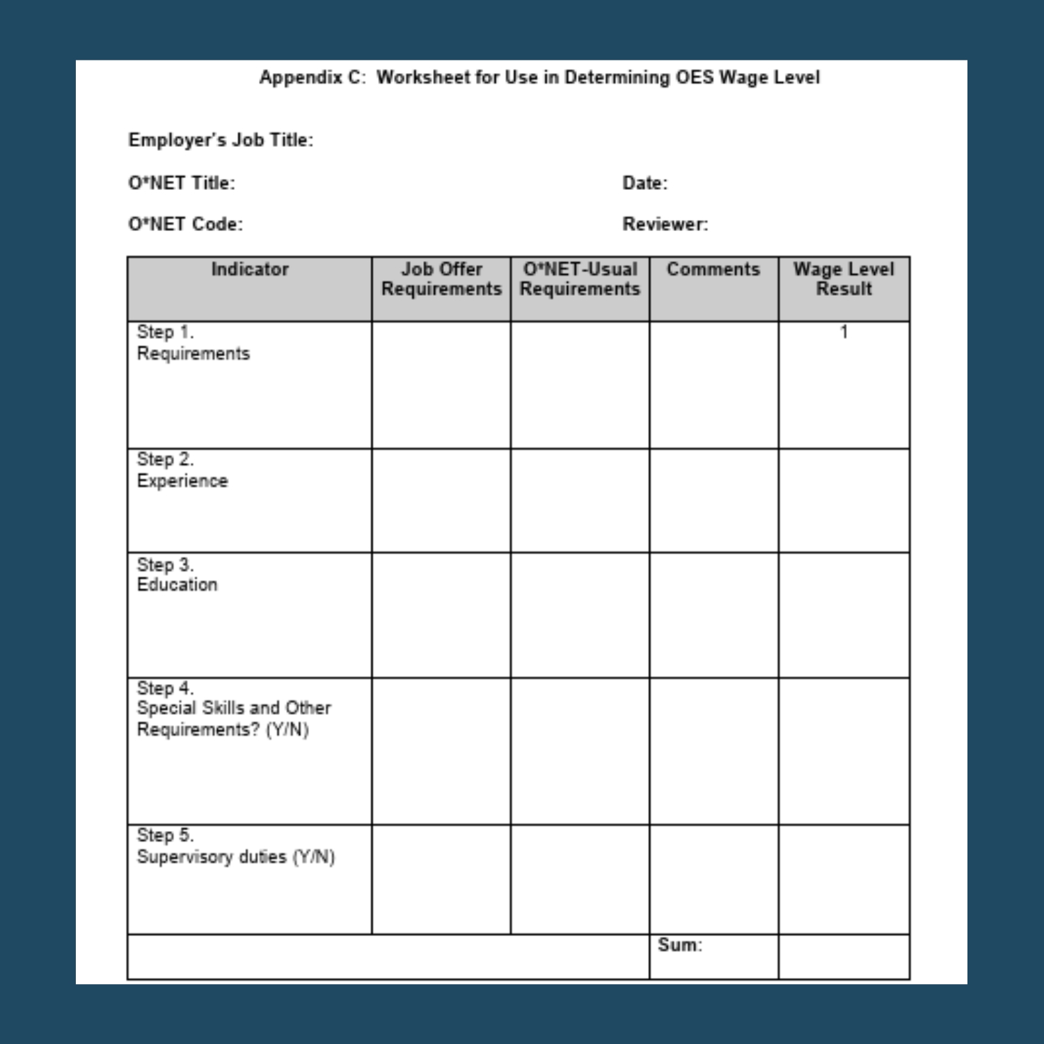 DOL Worksheet
